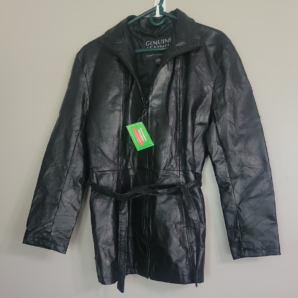 Vintage Giovanni Navarre Black Leather Jacket Size XL